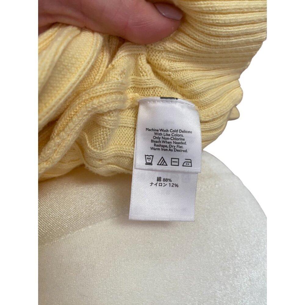 Eddie Bauer Cardigan Cotton Cable Knit Button Down Butter Yellow Grannycore - Picture 5 of 7